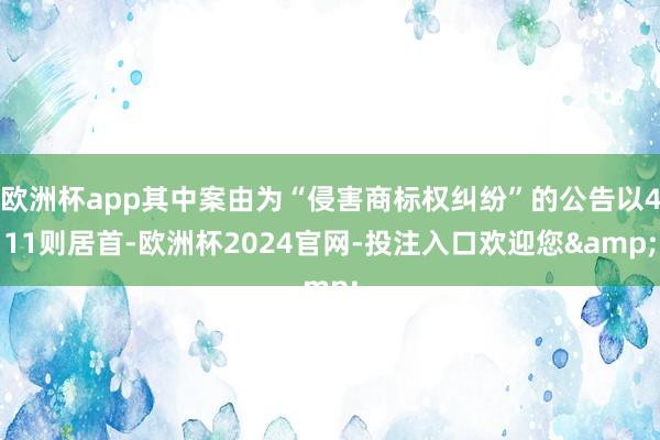 欧洲杯app其中案由为“侵害商标权纠纷”的公告以411则居首-欧洲杯2024官网-投注入口欢迎您&