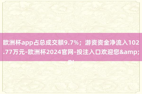 欧洲杯app占总成交额9.7%；游资资金净流入102.77万元-欧洲杯2024官网-投注入口欢迎您&