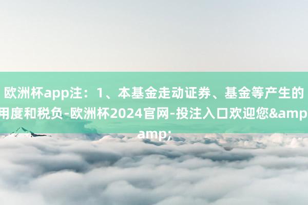 欧洲杯app注：1、本基金走动证券、基金等产生的用度和税负-欧洲杯2024官网-投注入口欢迎您&