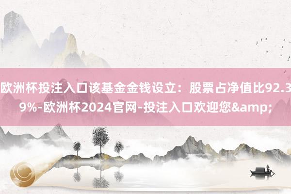 欧洲杯投注入口该基金金钱设立：股票占净值比92.39%-欧洲杯2024官网-投注入口欢迎您&