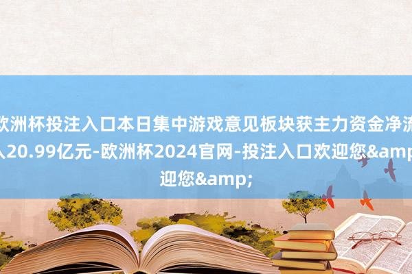 欧洲杯投注入口本日集中游戏意见板块获主力资金净流入20.99亿元-欧洲杯2024官网-投注入口欢迎您&