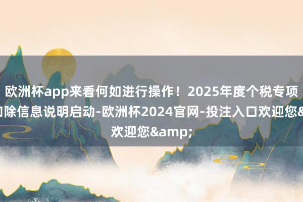 欧洲杯app来看何如进行操作！2025年度个税专项附加扣除信息说明启动-欧洲杯2024官网-投注入口欢迎您&