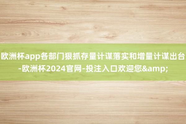 欧洲杯app各部门狠抓存量计谋落实和增量计谋出台-欧洲杯2024官网-投注入口欢迎您&