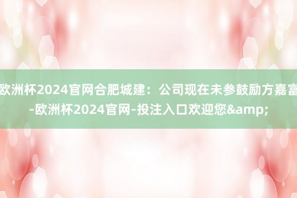 欧洲杯2024官网合肥城建：公司现在未参鼓励方嘉富-欧洲杯2024官网-投注入口欢迎您&