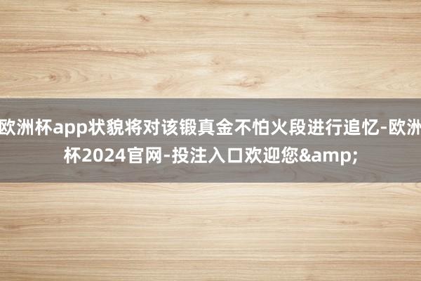 欧洲杯app状貌将对该锻真金不怕火段进行追忆-欧洲杯2024官网-投注入口欢迎您&