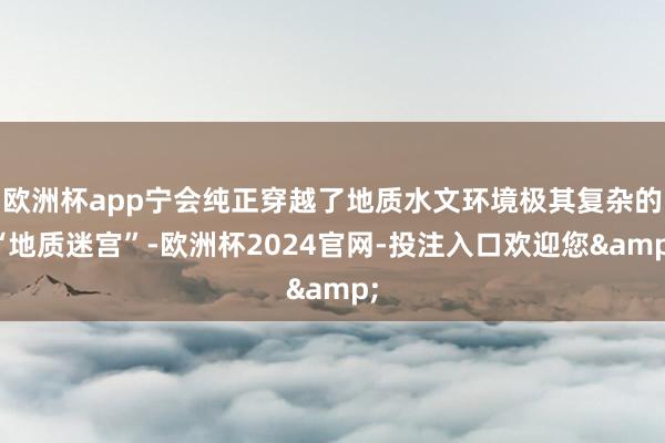 欧洲杯app宁会纯正穿越了地质水文环境极其复杂的“地质迷宫”-欧洲杯2024官网-投注入口欢迎您&