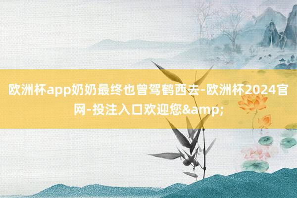 欧洲杯app奶奶最终也曾驾鹤西去-欧洲杯2024官网-投注入口欢迎您&