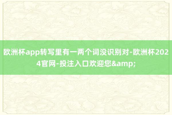 欧洲杯app转写里有一两个词没识别对-欧洲杯2024官网-投注入口欢迎您&