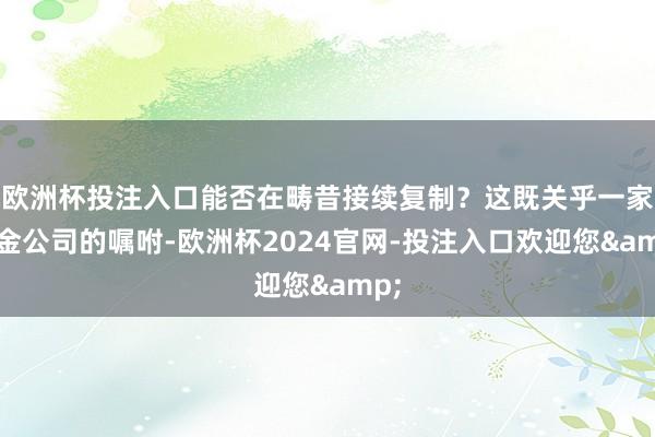 欧洲杯投注入口能否在畴昔接续复制？这既关乎一家基金公司的嘱咐-欧洲杯2024官网-投注入口欢迎您&