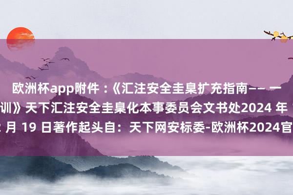欧洲杯app附件 :《汇注安全圭臬扩充指南—— 一键罢手收罗车外数据教训》天下汇注安全圭臬化本事委员会文书处2024 年 12 月 19 日著作起头自：天下网安标委-欧洲杯2024官网-投注入口欢迎您