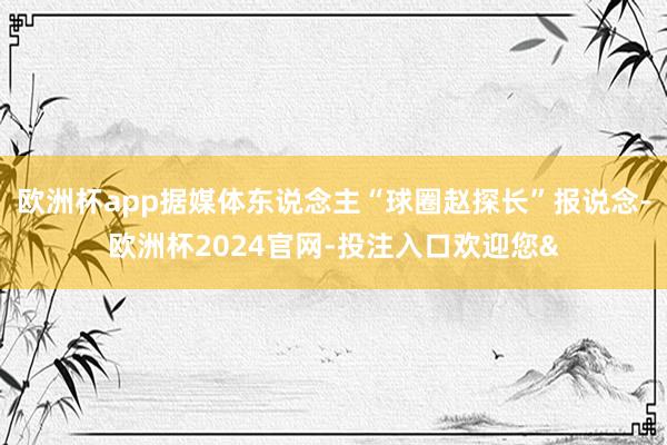 欧洲杯app据媒体东说念主“球圈赵探长”报说念-欧洲杯2024官网-投注入口欢迎您&